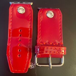 Red patent sparkl watch band